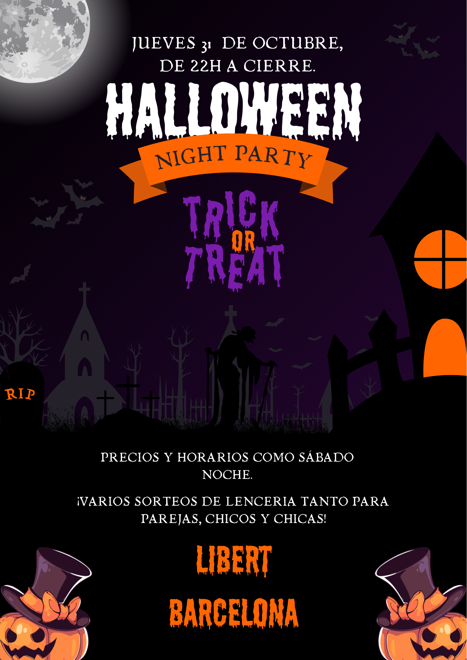 Black Purple and Orange Halloween Night Party Poster.png